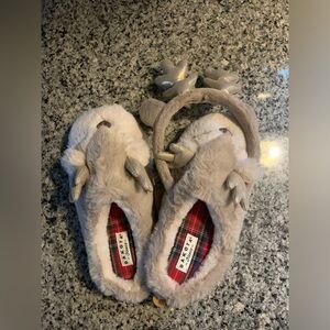 Dakota Fleece Slippers & Antlers Set